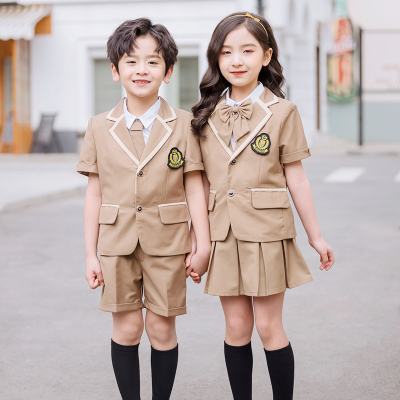 卡其色英倫風(fēng)校服園服定制