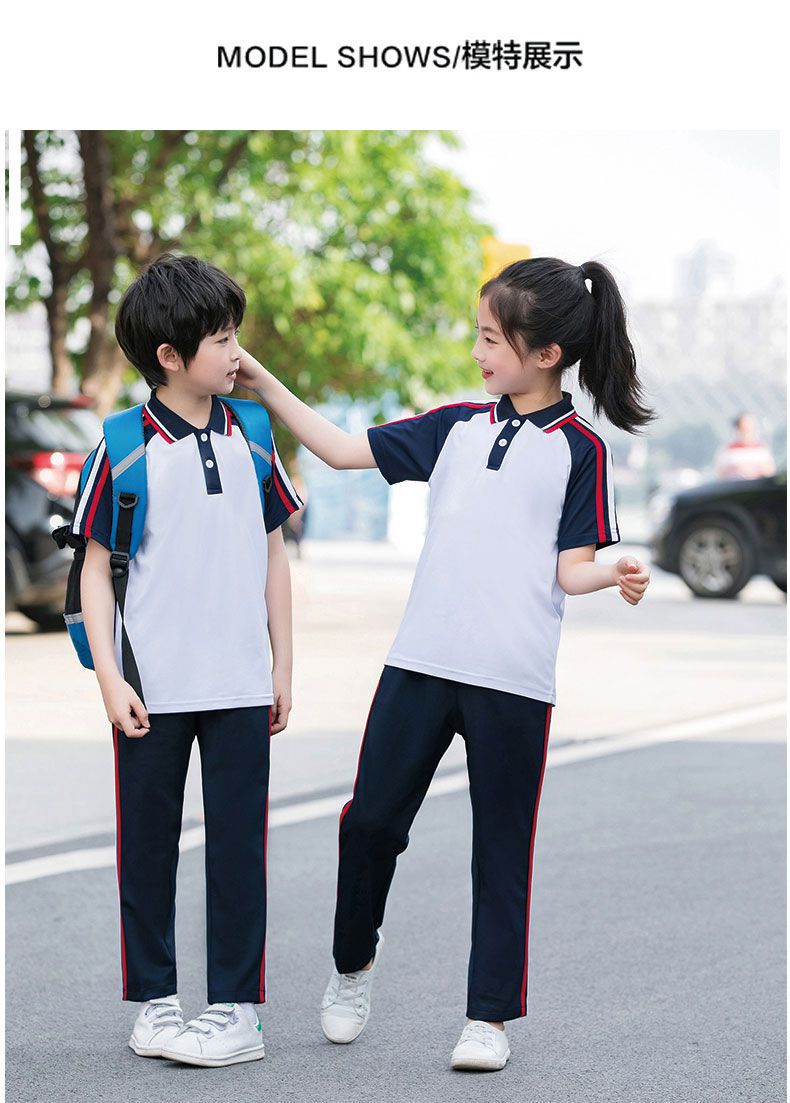 夏季學(xué)院風(fēng)校服套裝短袖運動服裝定制
