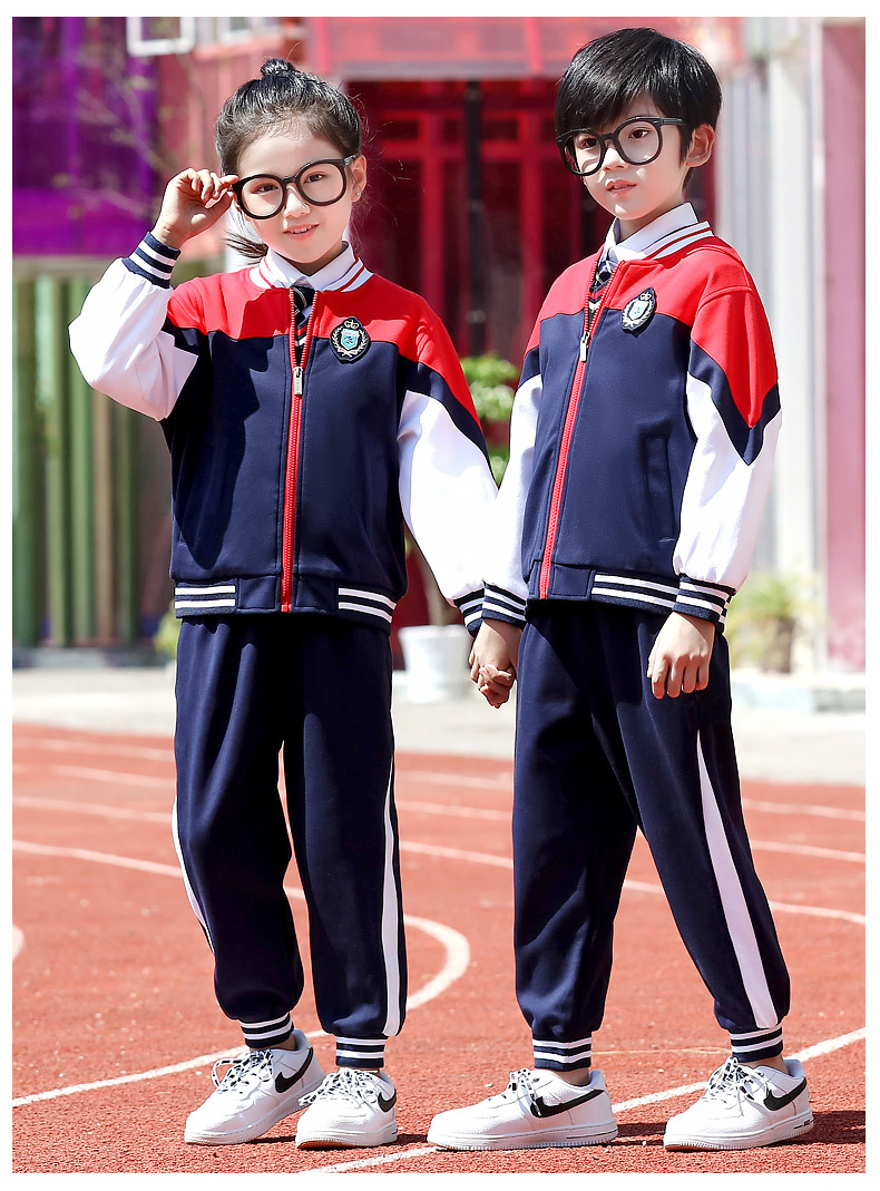 中小學校服加厚棉襖毛衣襯衫五件套學院風棒球服套裝